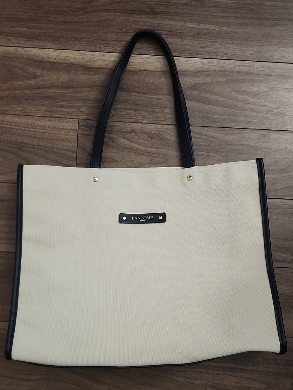 2/$18🌹 Lancome Cream Canvas Tote Bag with Black Trim